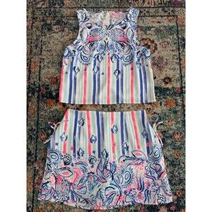 Lilly Pulitzer Donna Set Stripes and Streamers Colorful Resortwear Women's Sz 6